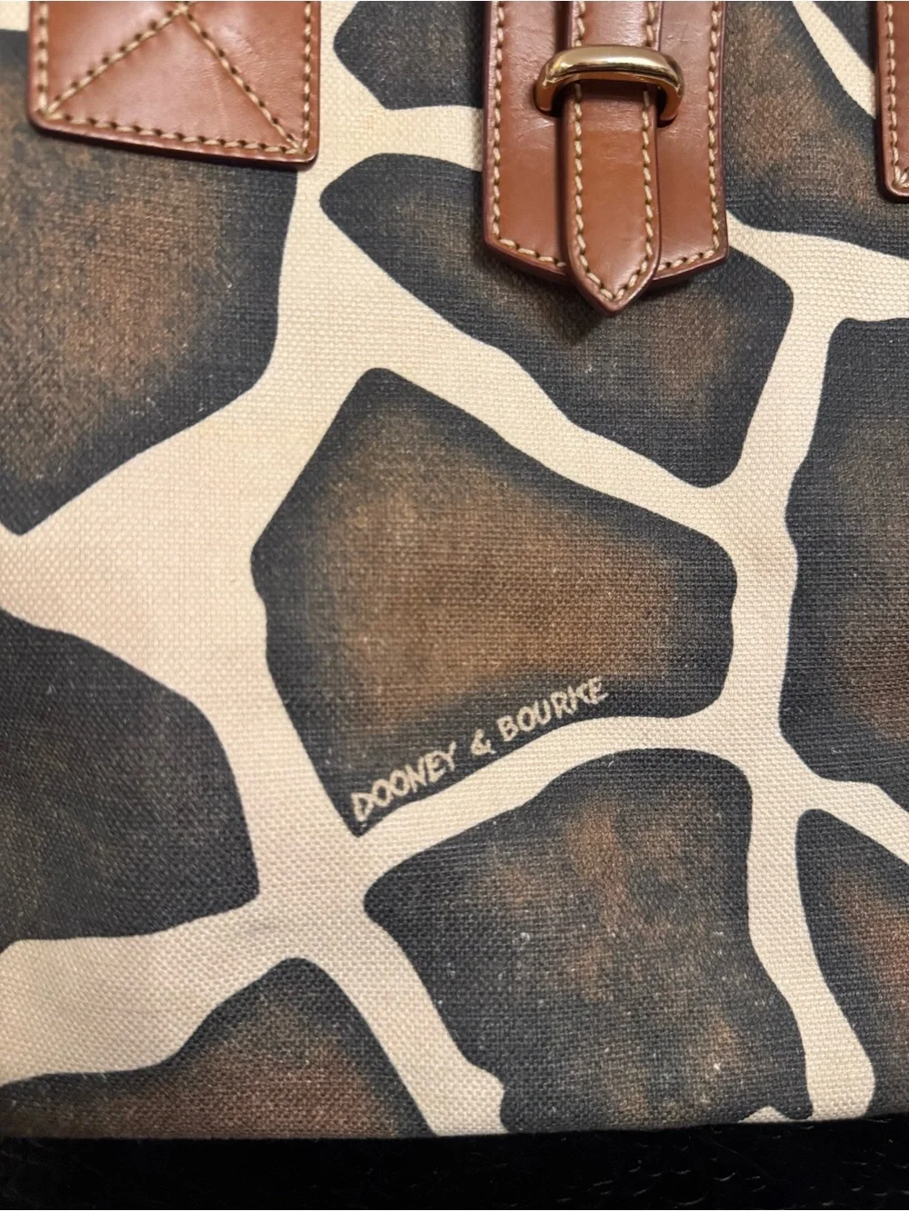 Dooney & Bourke Brown and Cream Giraffe-Print Shoulder Tote